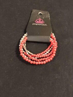 Paparazzi red bead stretch bracelet